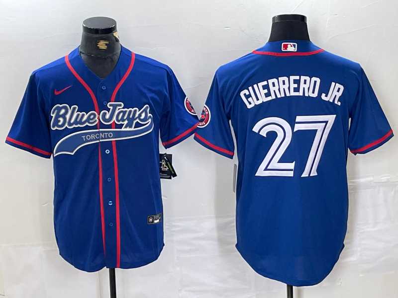 Mens Toronto Blue Jays #27 Vladimir Guerrero Jr Blue Cool Base Stitched Baseball Jersey